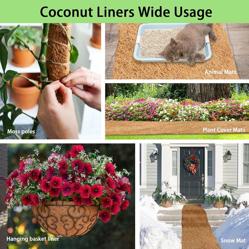 Heelos Thick Coco Fiber Liner Roll,240x12inch Natural Coconut Liners for Planter Box Flower Basket, Coco Coir Sheets Coconut Fiber Mat,Garden Decoration, DIY Moss Pole,Animal Pet Pad, Reptile Carpet - Image 5